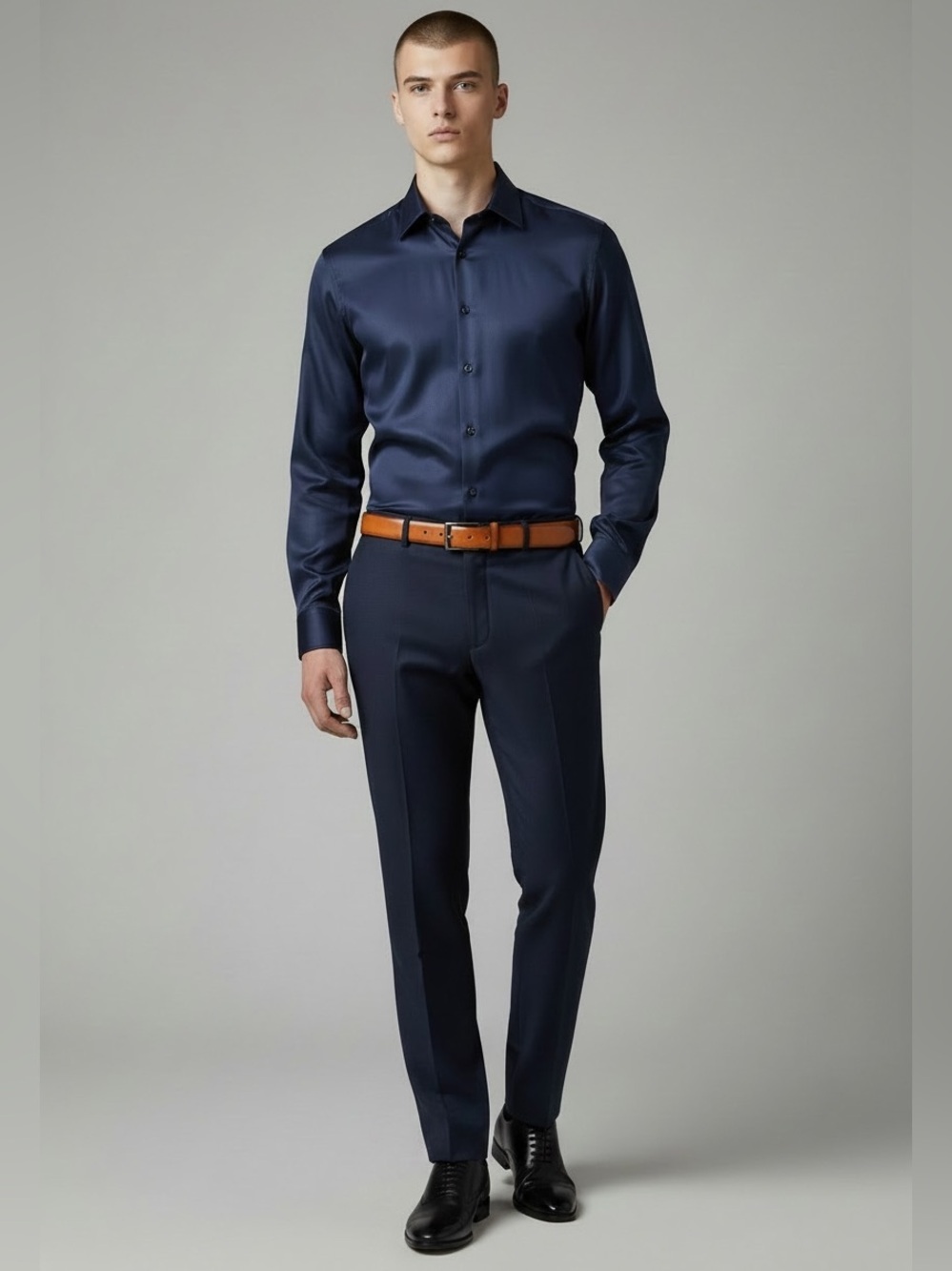 Vegan Leather Belt with Brushed Metal Buckle